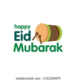 Creative Eid text designs. simple ornament design. in the traditional Indonesian form of drum (translate bedug). eps vector 10