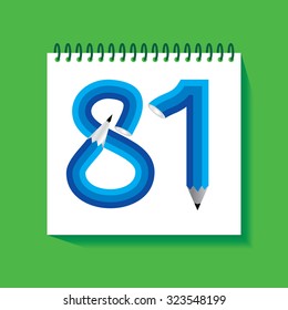 creative eighty one numeric number created with pencil vector illustration 