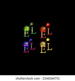  CREATIVE EL MULTI COLOUR LOGO,EL LOGO MONOGRAM FOR COMPANY.