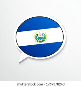 Creative El Salvador country flag on speech bubble. Abstract languages concept flat illustration