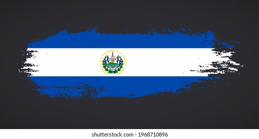 Creative El Salvador country grungy brush flag for independence day
