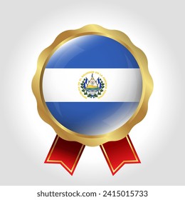 Diseño creativo de vectores de etiquetas de bandera de El Salvador