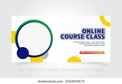 Creative e-learning banner design for promoting digital courses and education services.