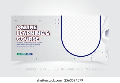 Creative e-learning banner template with a sleek layout, perfect for course promotions.