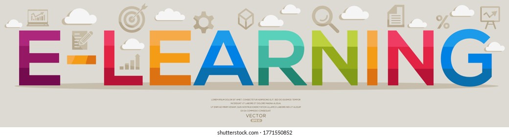 Creative (e-learning) Design,letters and icons,Vector illustration.