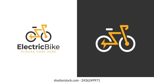 Logo de Creative Electric Bike. Bicicleta y perno con estilo minimalista simple Logo icono símbolo vector plantilla de diseño.