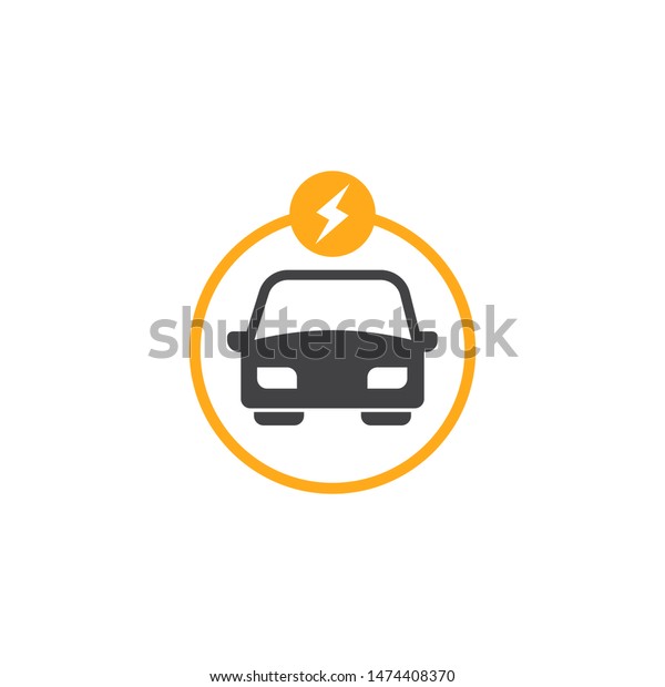 creative electric car icon symbol vector on\
white background