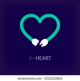 Creative electric heart logo. Unique color transitions. Unique romantic connector socket and plug logo template. vector