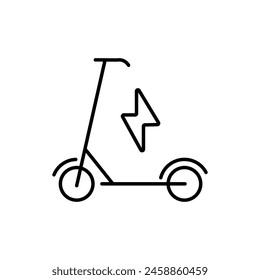 Creative electric scooter sign, line art, icon, vector art illustration.