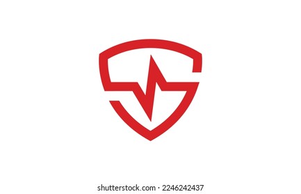 Creative electric shield logo, modern vector symbol of electric power protection template