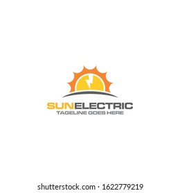 Creative electric sun idea concept vector logo design