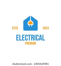 Creative electrical icon combined with the house logo design vector illustration