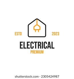 Creative electrical icon combined with the house logo design vector illustration