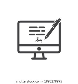 Creative electronic signature icon for web design, templates, infographics. 