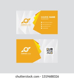 Creative and Elegant Double-sided Business Card Template. White and Orange Colors. Flat Design Vector Illustration. Stationery Design