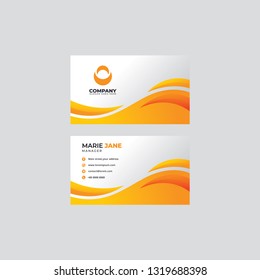 Creative and Elegant Double-sided Business Card Template. White and Orange Colors. Flat Design Vector Illustration. Stationery Design