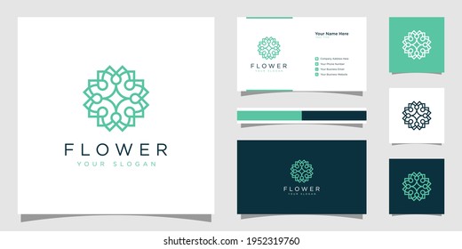 Creative elegant flower with leaf element logo and business card. logo for beauty cosmetics yoga and spa