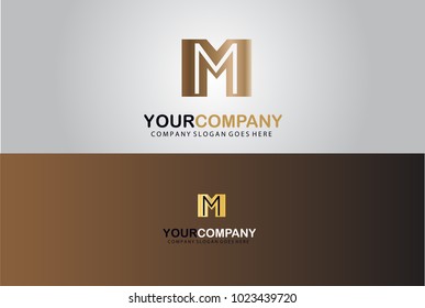 Creative Elegant Gold Letter M Alphabet Symbol