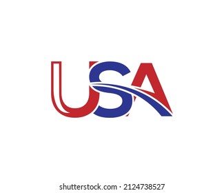 Creative Elegant Letter USA Logo Design Icon Premium Vector Template.