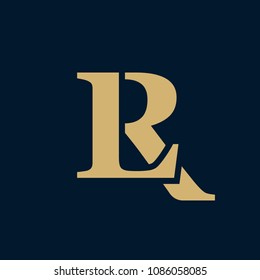 Creative elegant line curve vector logotype. Premium letter LR or RL logo design. Luxury linear creative monogram.
