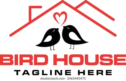A creative and elegant logo design featuring a birdhouse, symbolizing nature, wildlife, and the concept of home. This simple yet iconic logo is perfect for businesses or projects related to bird