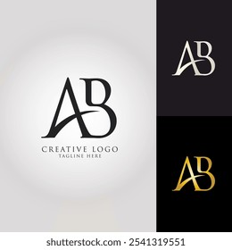Logo creativo y elegante letras A y B con colores blanco negro, oro