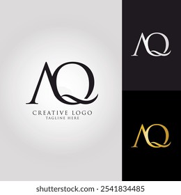 creative and elegant logo letters A and Q with black white, gold colors