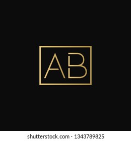 Creative elegant minimal AB artistic square shaped black and gold color initial based letter icon logo