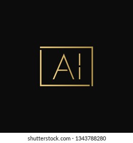 Creative elegant minimal AI artistic square shaped black and gold color initial based letter icon logo