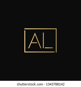 Creative elegant minimal AL artistic square shaped black and gold color initial based letter icon logo