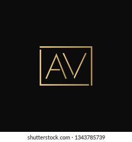 Creative elegant minimal AV artistic square shaped black and gold color initial based letter icon logo