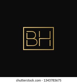 Creative elegant minimal BH artistic square shaped black and gold color initial based letter icon logo