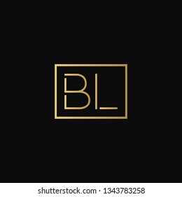 Creative elegant minimal BL artistic square shaped black and gold color initial based letter icon logo