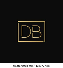 Creative elegant minimal DB artistic square shaped black and gold color initial based letter icon logo