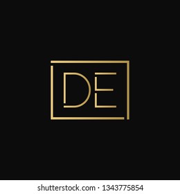Creative elegant minimal DE artistic square shaped black and gold color initial based letter icon logo