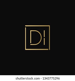 Creative elegant minimal DI artistic square shaped black and gold color initial based letter icon logo