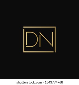 Creative elegant minimal DN artistic square shaped black and gold color initial based letter icon logo