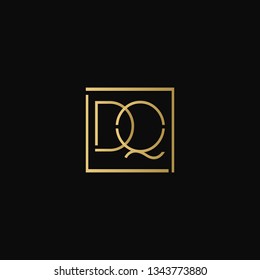 Creative elegant minimal DQ artistic square shaped black and gold color initial based letter icon logo