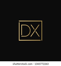 Creative elegant minimal DX artistic square shaped black and gold color initial based letter icon logo