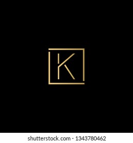 Creative elegant minimal K artistic square shaped black and gold color initial based letter icon logo