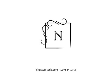 Creative elegant minimal logo with the letter N. Monogram emblem, boutique, office, restaurant, heraldry. Vector illustration.