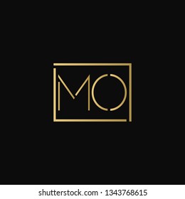 Creative elegant minimal MO artistic square shaped black and gold color initial based letter icon logo