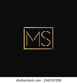 Creative elegant minimal MS artistic square shaped black and gold color initial based letter icon logo