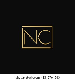 Creative elegant minimal NC artistic square shaped black and gold color initial based letter icon logo