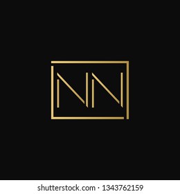 Creative elegant minimal NN artistic square shaped black and gold color initial based letter icon logo