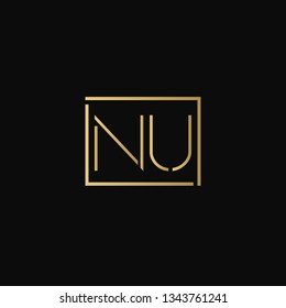 Creative elegant minimal NU artistic square shaped black and gold color initial based letter icon logo