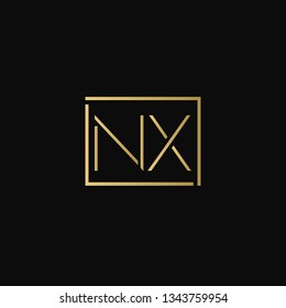 Creative elegant minimal NX artistic square shaped black and gold color initial based letter icon logo