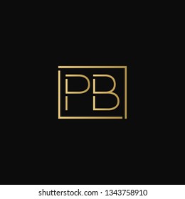 Creative elegant minimal PB artistic square shaped black and gold color initial based letter icon logo