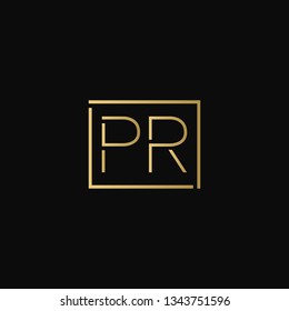 Creative elegant minimal PR artistic square shaped black and gold color initial based letter icon logo