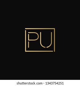 Creative elegant minimal PU artistic square shaped black and gold color initial based letter icon logo